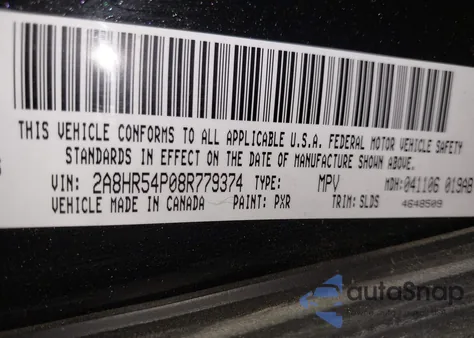 2008 Chrysler Town & Country Touring из США, поврежденный, VIN 2A8HR54P08R779374